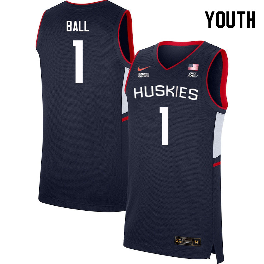 Youth #1 Solomon Ball Uconn Huskies College 2022-23 Basketball Stitched Jerseys Stitched Sale-Navy